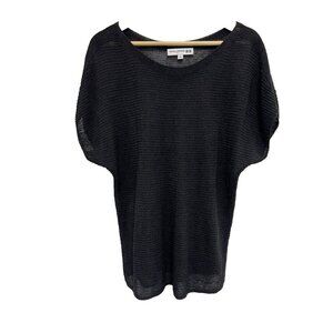 Ines De La Fressange Shirt Green Sheer Short Sleeve top Black, XL A000034